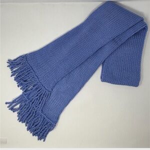 Cerulean Blue Knit Scarf with Tassels